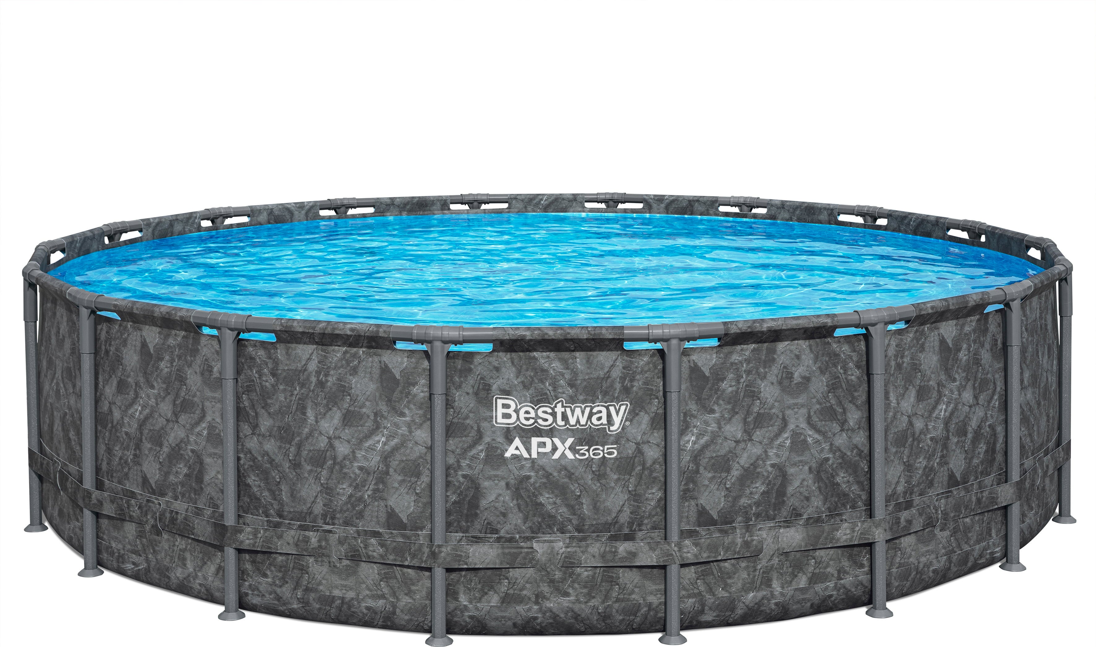APX365â¢ Winterproof Frame Pool Complete Set Ã 549 x 132 cm, Set with pool, sand filter system, filter balls, safety ladder, pool cover, repair patches